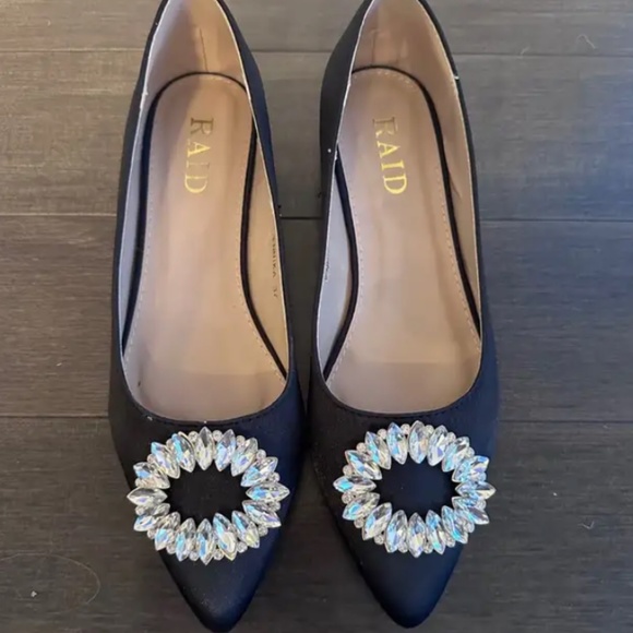 Embellished Black Satin Flat - Picture 2 of 4